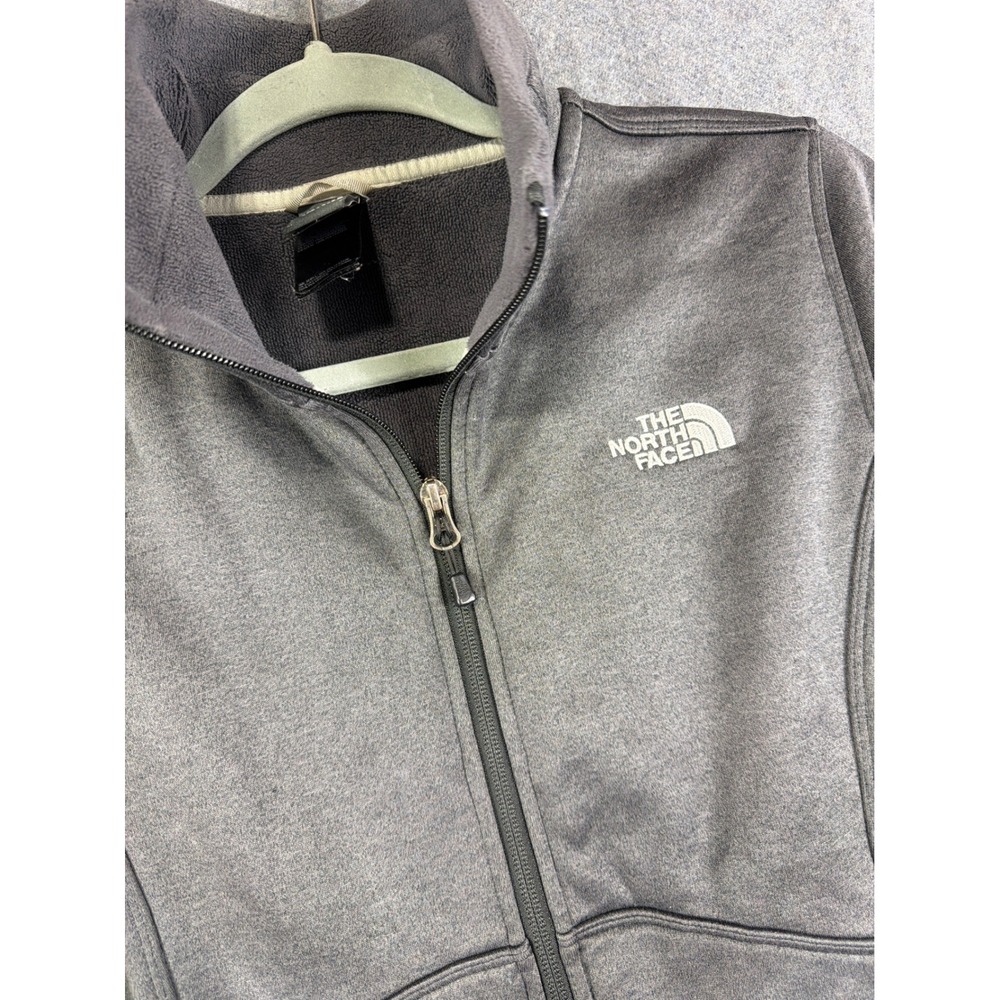 The North Face Jacket Womens Large Fleece Coat Gray Full Zip Logo Outerwear